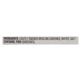 Season Brand Sardines - Brisling - Lightly Smoked - In Water - 3.75 Oz - Case Of 12