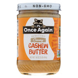 Once Again Cashew Butter - Natural - Creamy - Salt Free - 16 Oz - Case Of 12