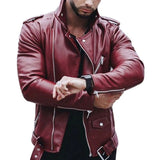 Men British Warm Leather Jacket 2019 Hot Autume Winter Vintage Coats Long Sleeve Zipper streetwears Motorcycle Leather Outwears